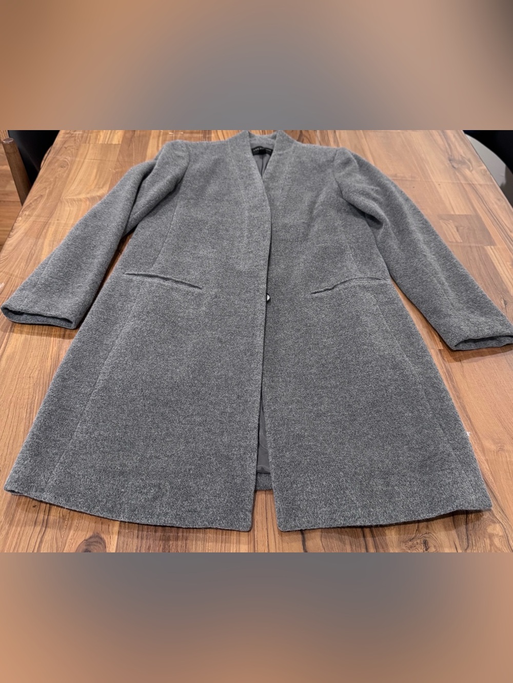 Ann Taylor Gray Wool and Angola Rabbit Hair Blend Pea Coat